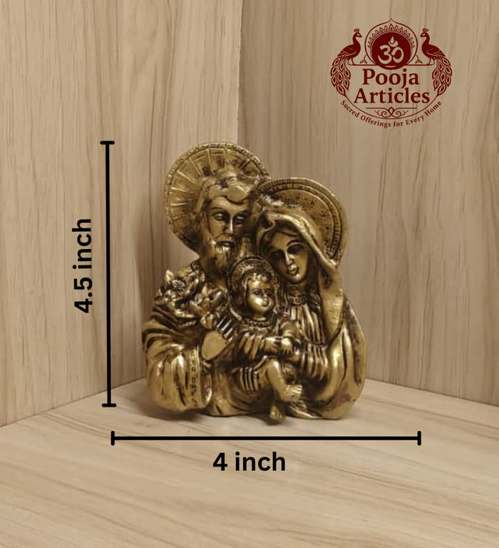 Brass Jesus Family Statue 4.5 Inch Pooja Articles