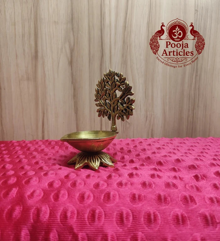 Premium Brass Tree Diya Idol 4 Inch