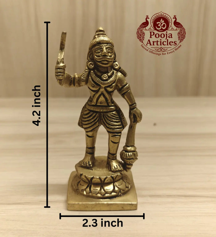 Brass Karuppasamy Idol 4.2 Inch — side view