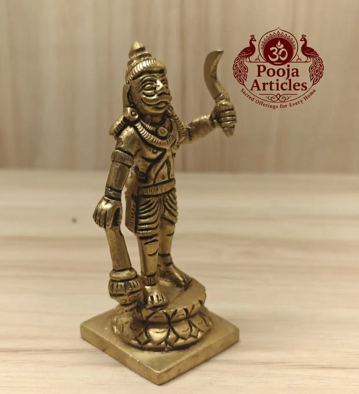 Brass Karuppasamy Idol 4.2 Inch — back view