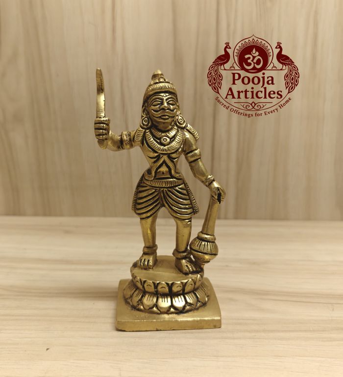 Brass Karuppasamy statue 5.5 inch for home puja room