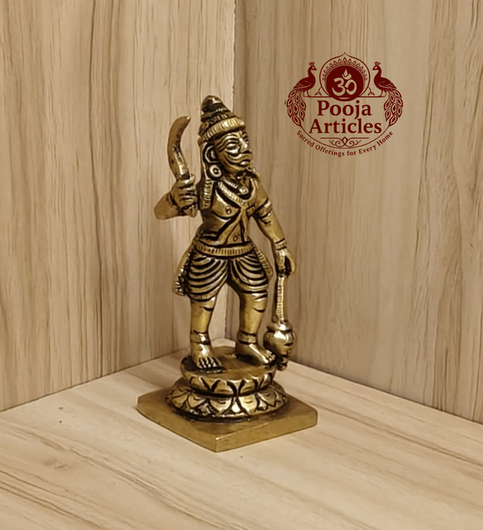 Brass Karuppasamy statue 5.5 inch back view