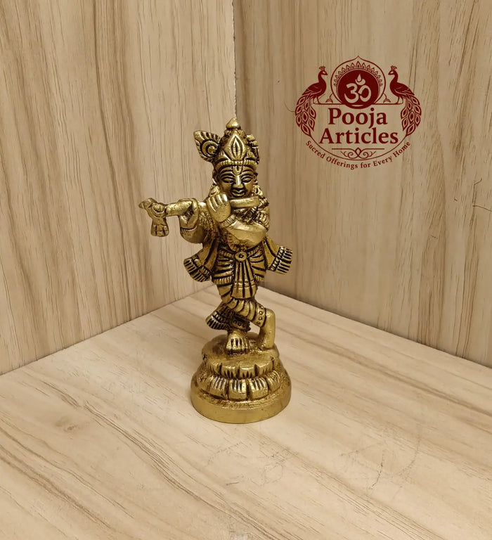 Brass Krishna Statue 3.5 Inch