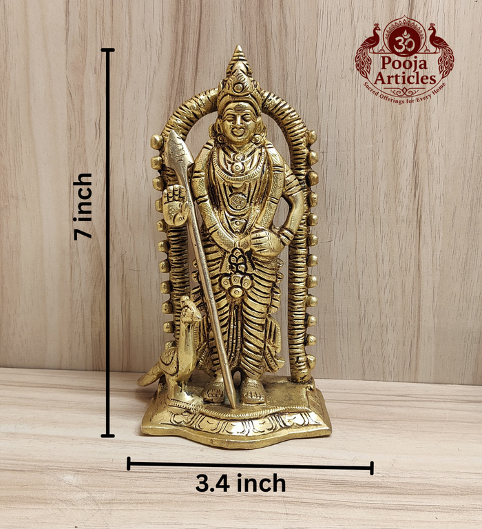 Brass Malaysia Murugan Idol 7 Inch Pooja Articles