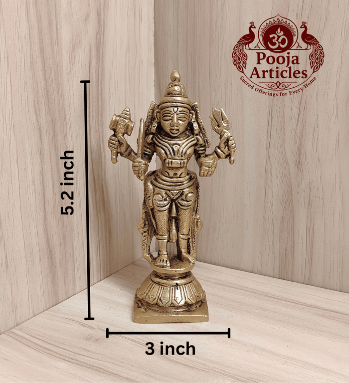 Brass Mariamman idol 5.2 inch side view