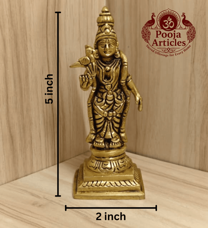 Brass Meenakshi Amman 5 inch home temple statue