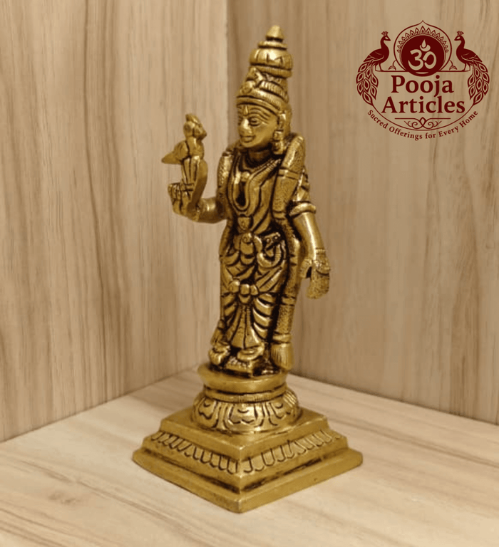 Brass Meenakshi Amman 5 inch home temple statue