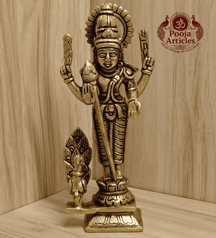 Brass Murugan Statue 6.2 Inch