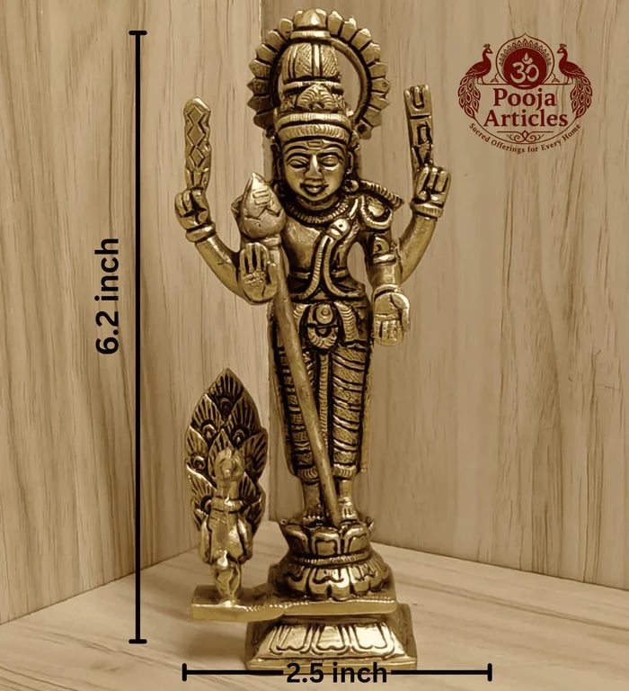 Brass Murugan Statue 6.2 Inch