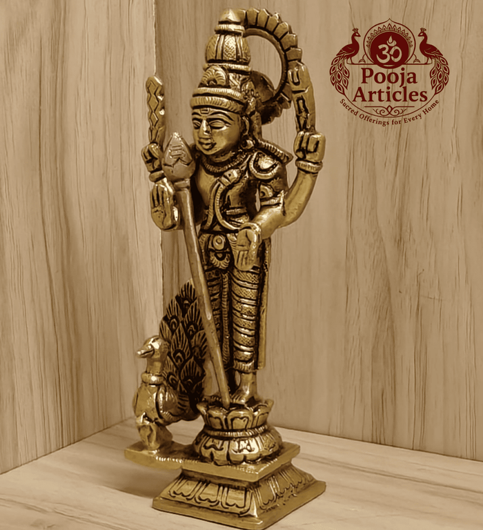 Brass Murugan Statue 6.2 Inch
