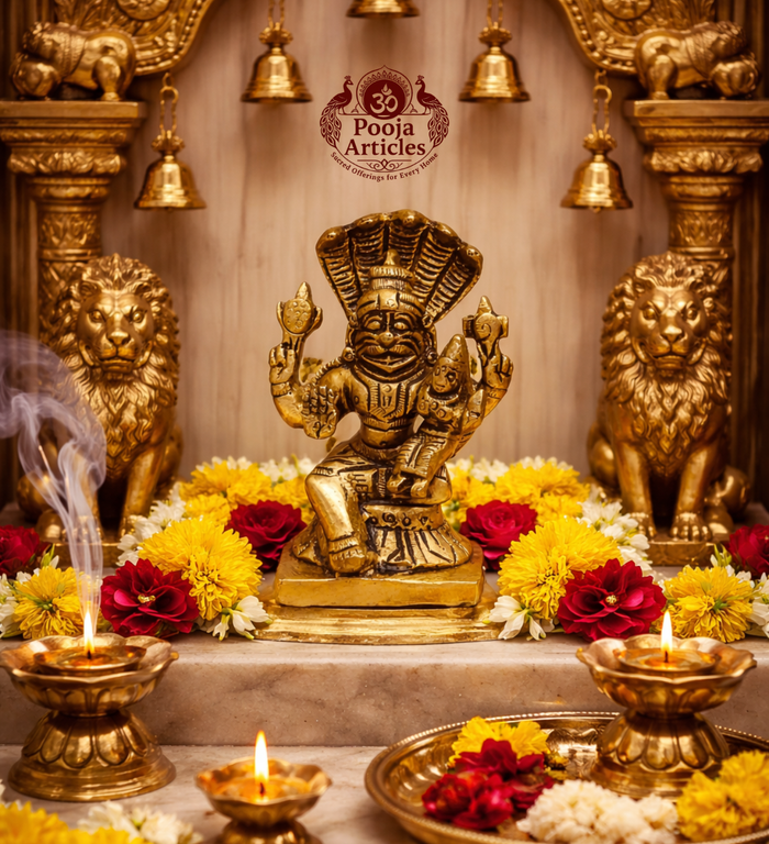 Brass Narasimha Lakshmi Statue 3 Inch