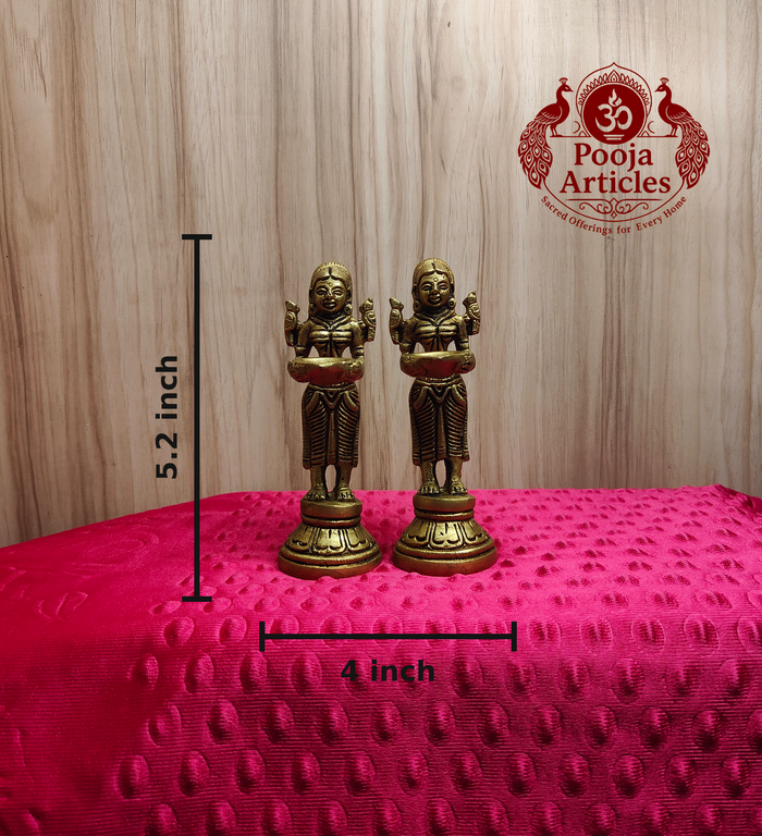 Brass Paavai Vilaku Statue 5.2 Inch (Set of 2)