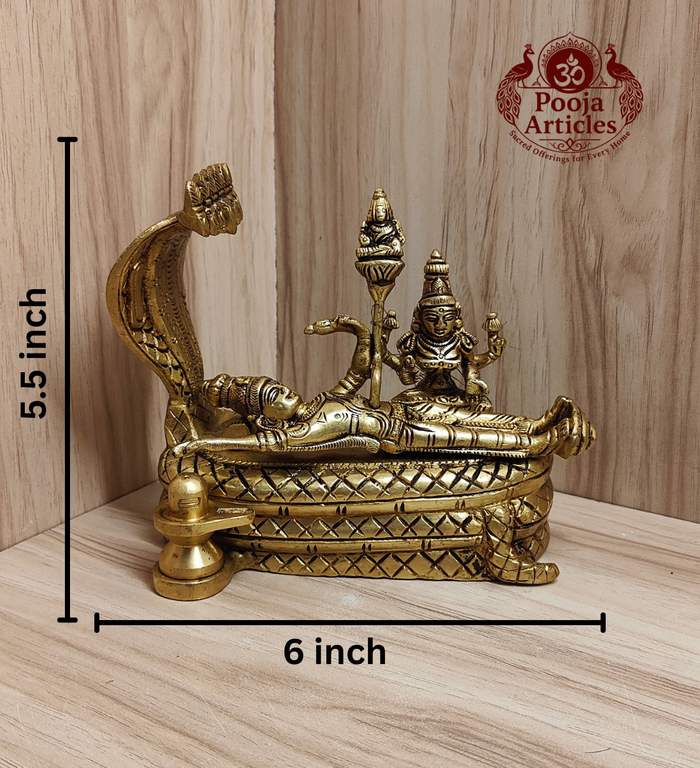 Brass Padmanabhaswamy Statue 5.5 Inch — side view