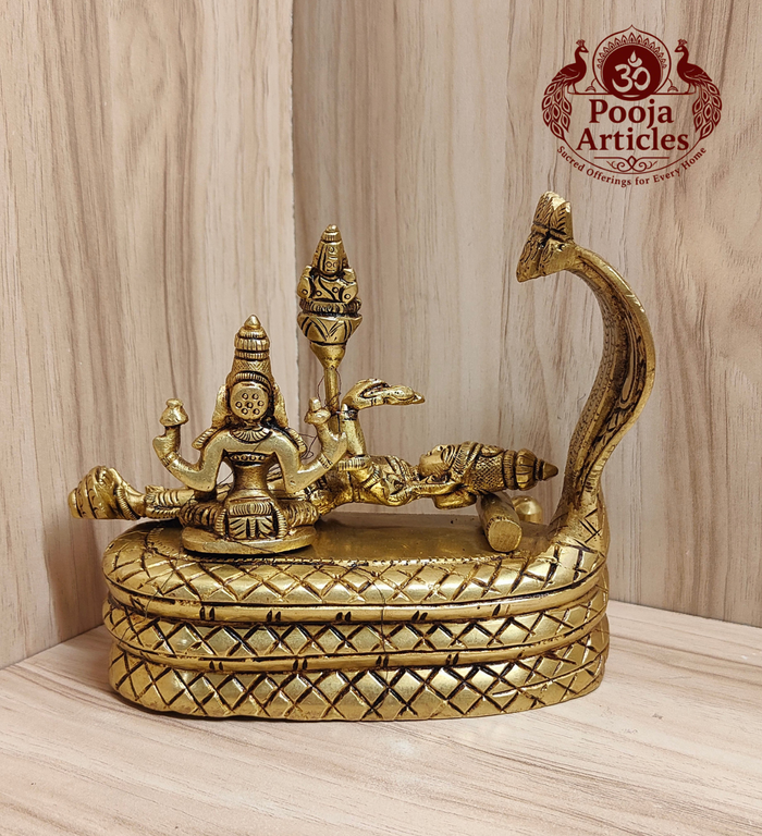 Brass Padmanabhaswamy Statue 5.5 Inch — back view