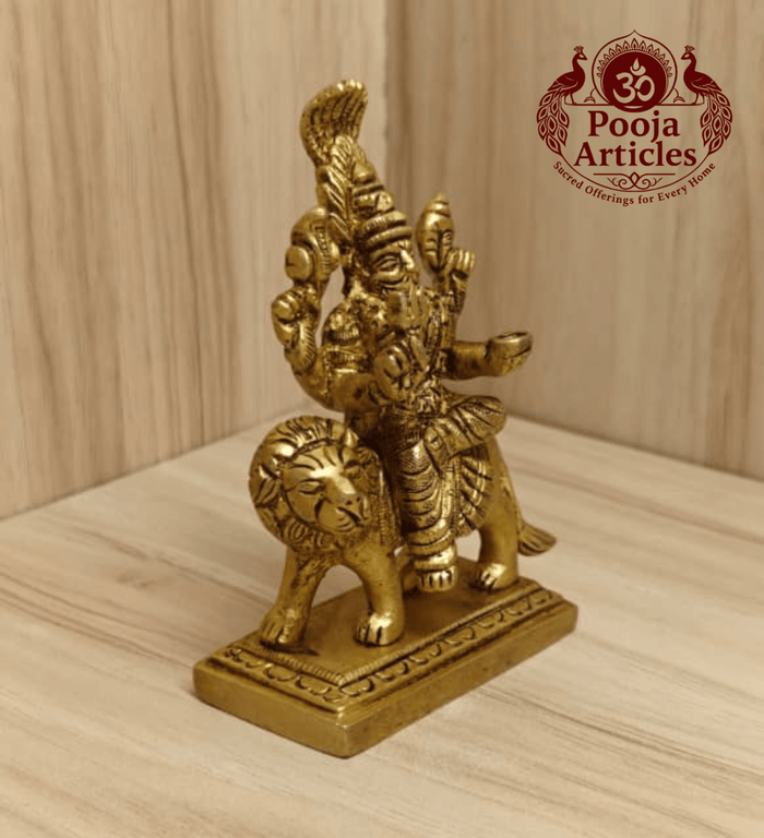Brass Pratyangira Devi Statue 4 Inch — back view