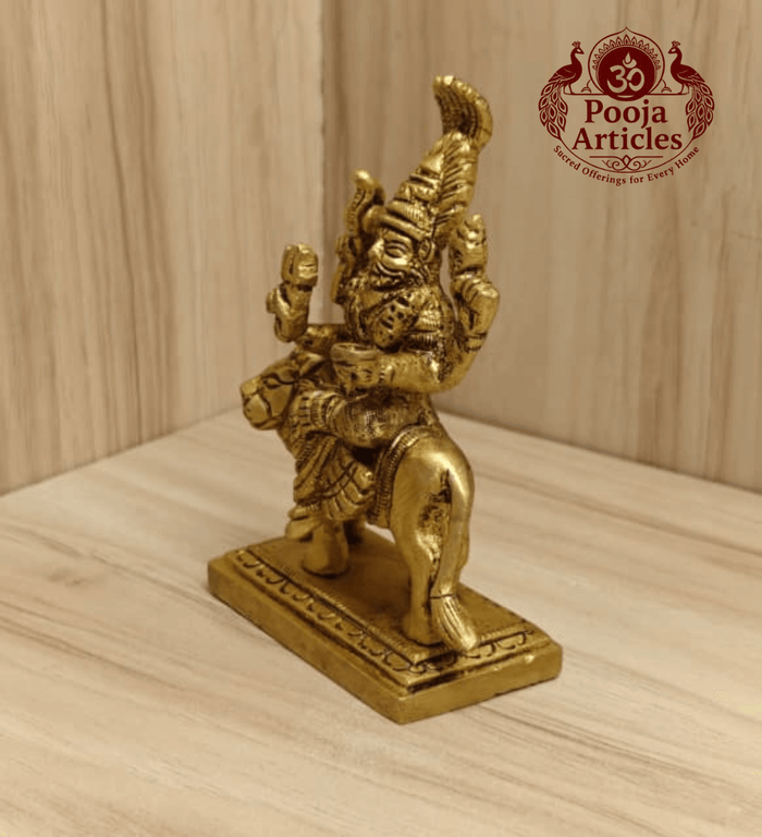 Brass Pratyangira Devi Statue 4 Inch — close-up detail
