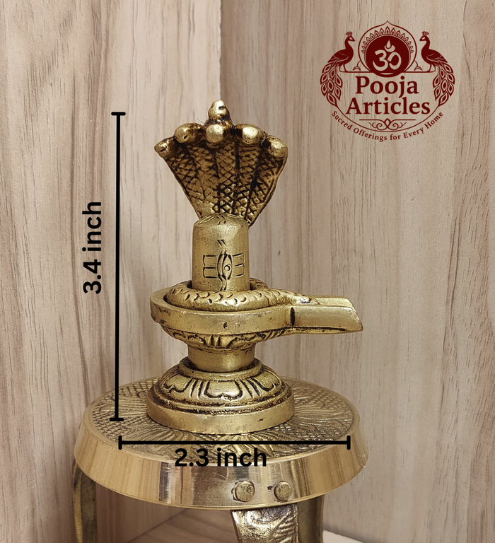 Brass Shiva Lingam Statue 3.4 Inch Pooja Articles