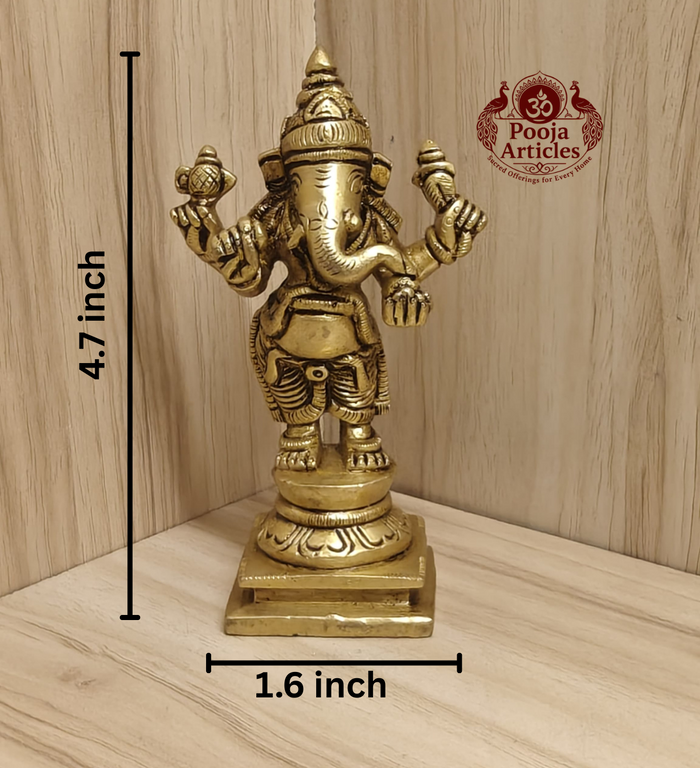 Brass Standing Ganesha Statue 4.7 Inch
