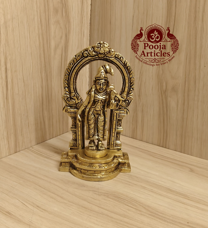 Brass Thiruvachi Andal statue 6.5 inch with arch