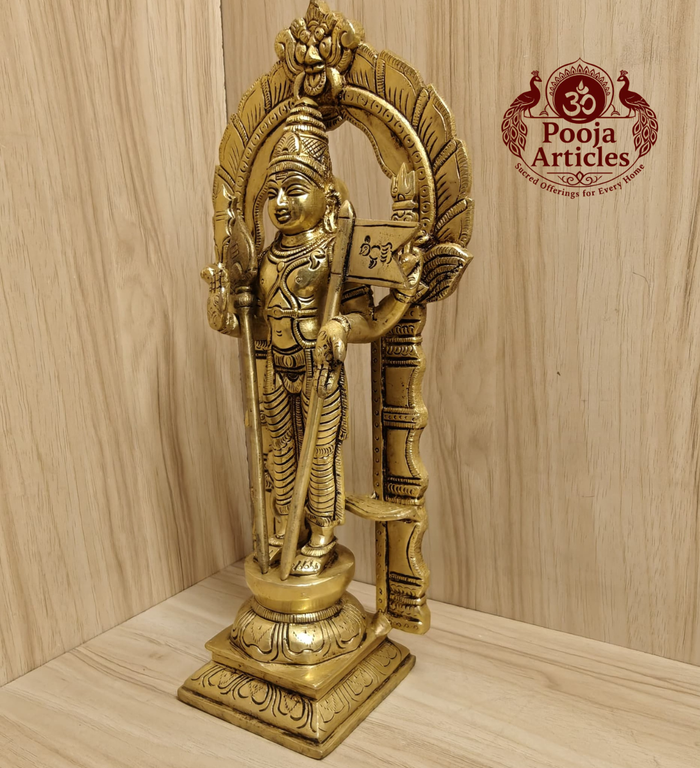 Brass Thiruvachi Murugan Statue 11.5 Inch