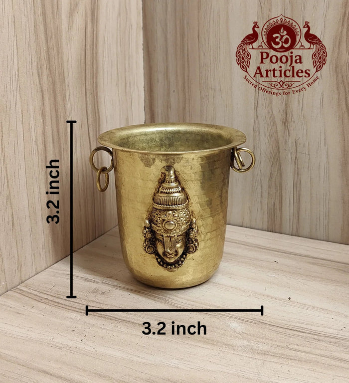Brass Tirupati Balaji Pooja Glass 3.2 Inch Pooja Articles
