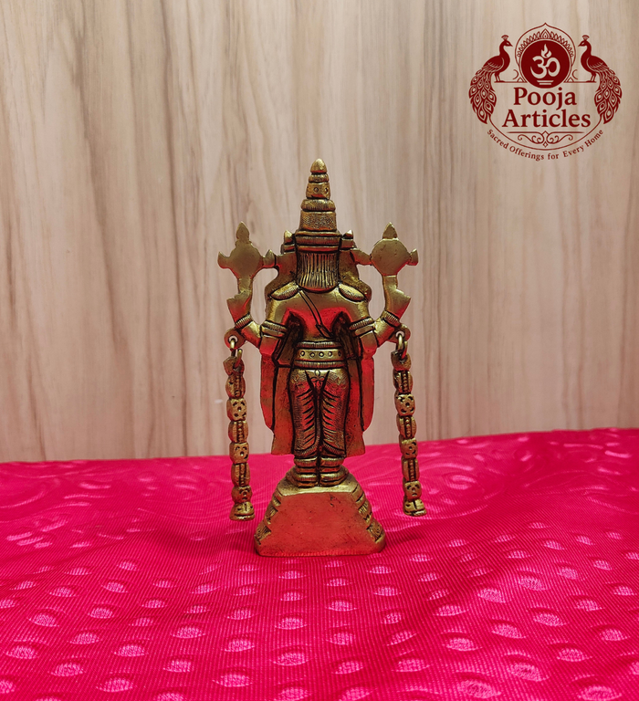 Premium Brass Tirupati Balaji Statue 5.7 inch - back view