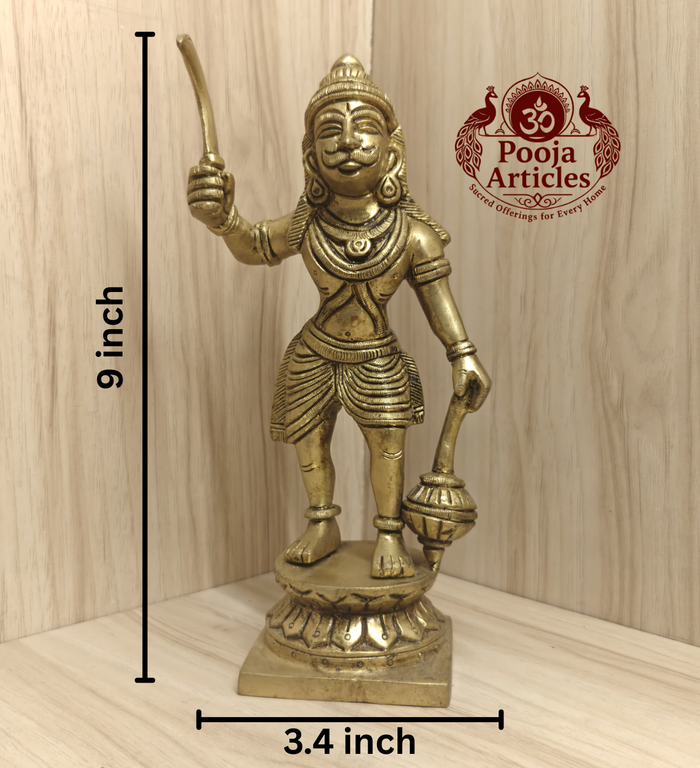 Bronze Karuppasamy vigraham 9 inch side view