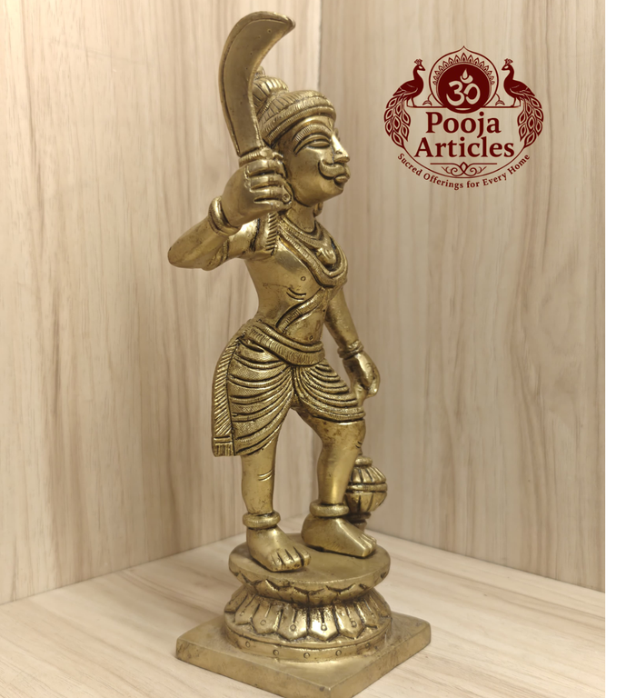 Bronze Karuppasamy vigraham 9 inch back view