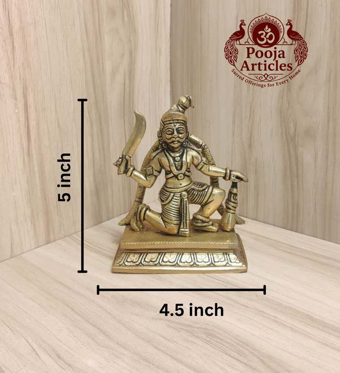 Bronze Nondi Karuppasamy statue 5 inch side view