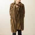 Brown Faux Fur Ribbed Throw