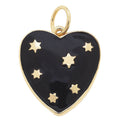 Black celestial enamel heart charm for jewelry gift from Magnolias Home Decor