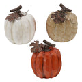 Faux tan white changing fall pumpkin accent for farmhouse transitional fall home decor from Magnolias Home Decor