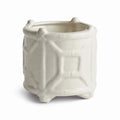 Chinoiserie Round Bamboo Cachepot - Classic White Ceramic Planter (Small or Large) - Villa Decor & Design
