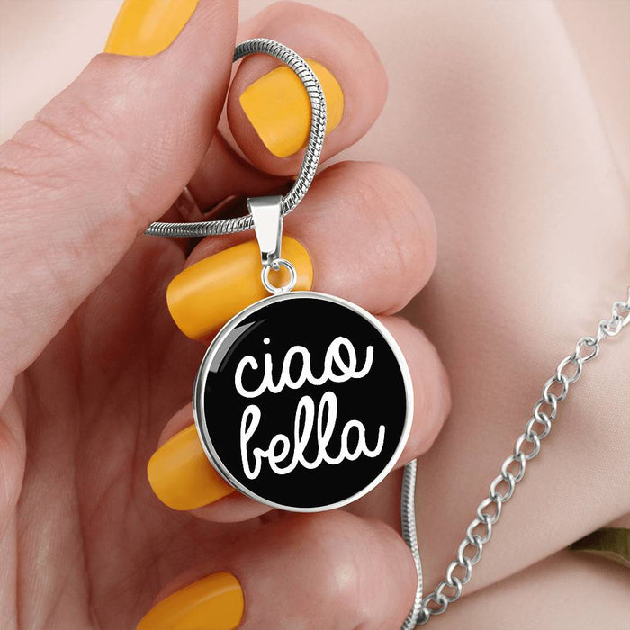 Ciao Bella with Black Circle Pendant Necklace
