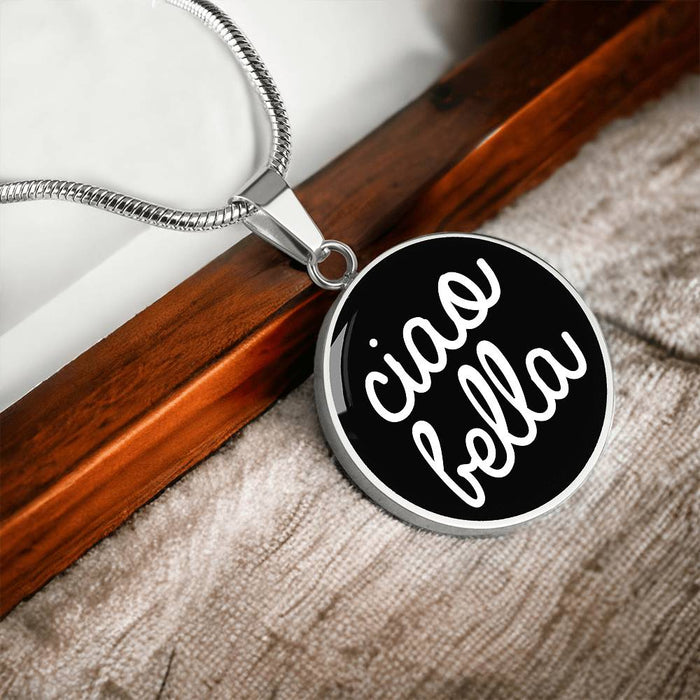 Ciao Bella with Black Circle Pendant Necklace