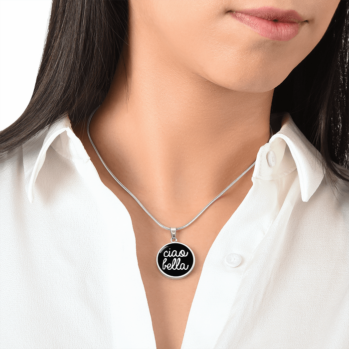 Ciao Bella with Black Circle Pendant Necklace