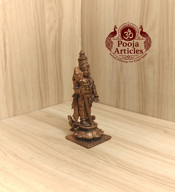 Copper Murugan Statue 4.5 Inch