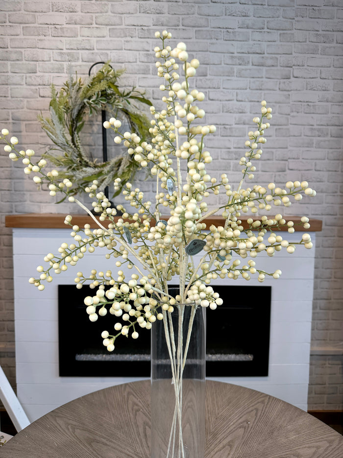 Silk cream berry spray for farmhouse transitional everyday home decor from Magnolias Home Decor