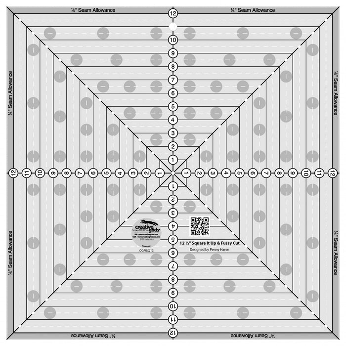 Creative Grids - 12-1/2in Square It Up or Fussy Cut Square Quilt Ruler