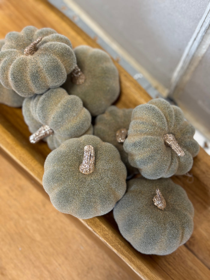 Faux taupe crisp and cool pumpkin bag assortment for farmhouse cottagecore fall home decor from Magnolias Home Decor