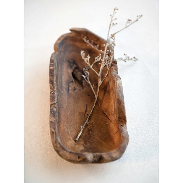 Decorative Teak Wood Oblong Bowl