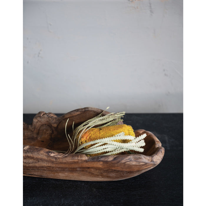 Decorative Teak Wood Oblong Bowl