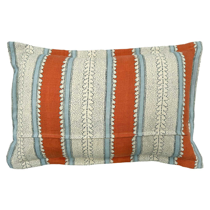 Back of Linwood cushion in Dimity, Rust colourway. Overhead view of the reverse side, made in matching fabric.