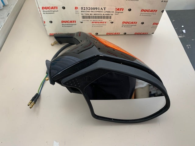 DUCATI SUPERBIKE BLACK RIGHT MIRROR OEM DUCATI 749 - 999 PART #52320091AT