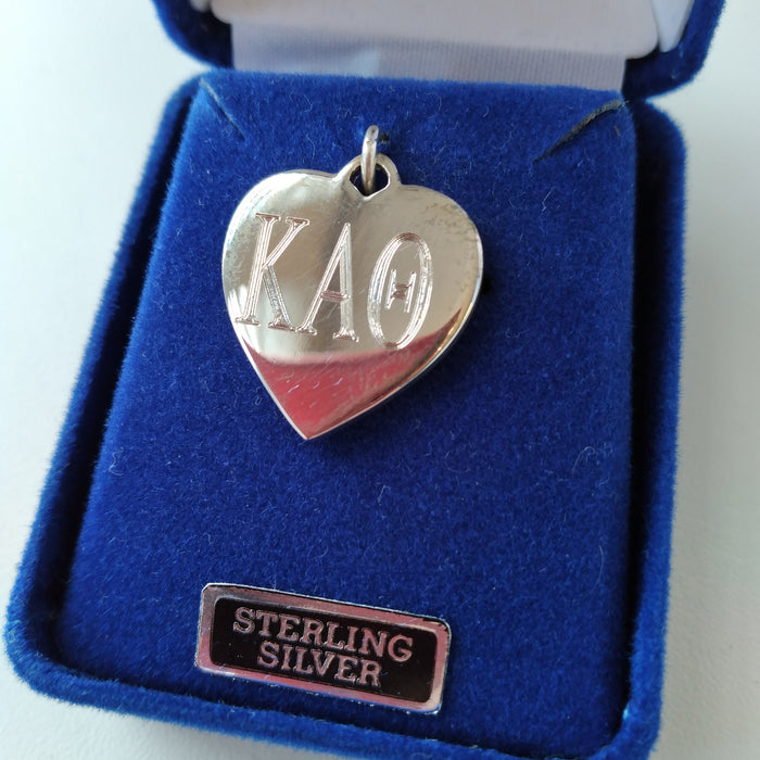 Engraved Heart Charm - Kappa Alpha Theta