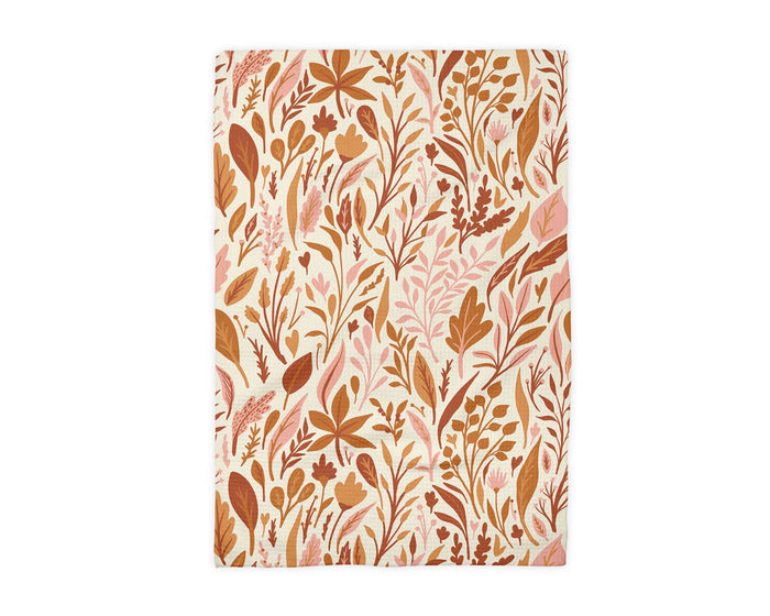 Fall Boho Floral Autumn Leaves Botanic Foliage Kitchen Towel
