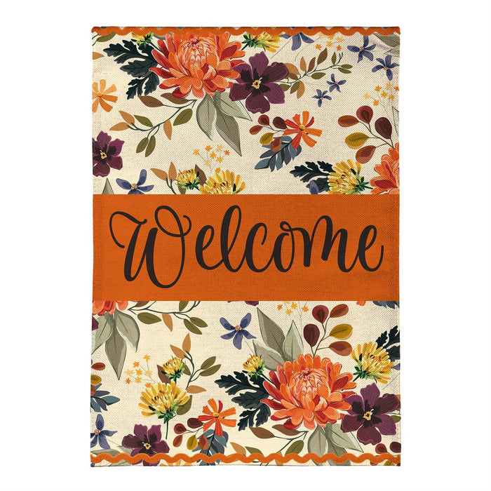 Polyester fall floral welcome garden flag outdoor safe for farmhouse cottagecore fall home decor from Magnolias Home Decor