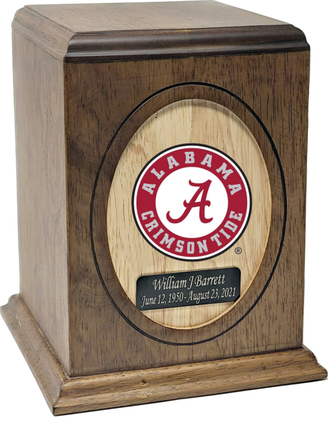 Fan Series - University of Alabama Crimson Tide Seal Memorial Wooden Cremation Urn - WDALB100