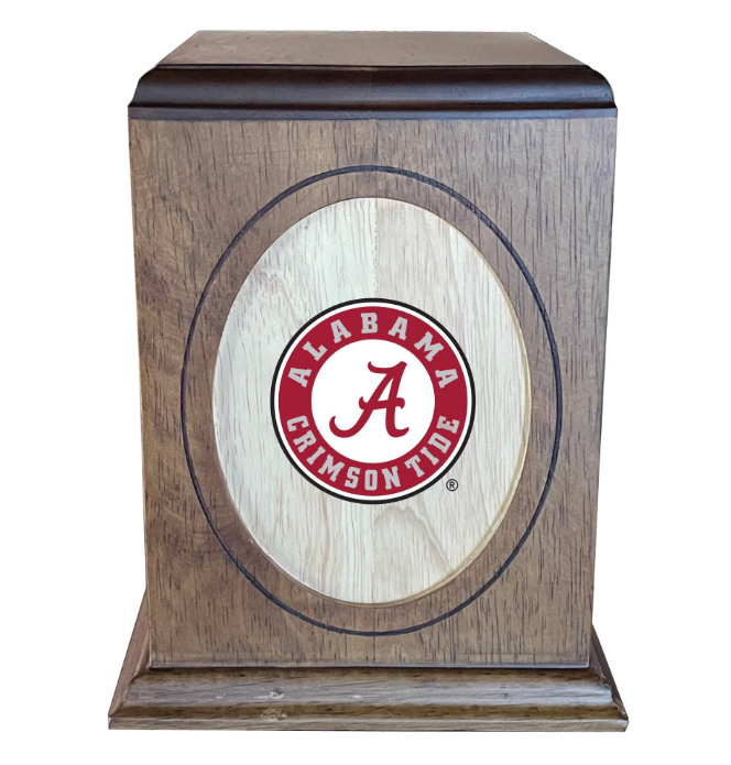 Fan Series - University of Alabama Crimson Tide Seal Memorial Wooden Cremation Urn - WDALB100