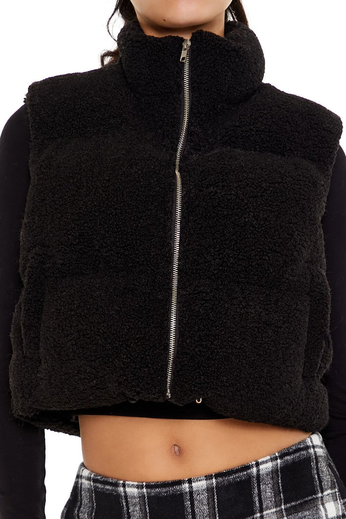 Faux Shearling Cropped Vest